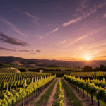 Sunset vibes in a vineyard setting, where the evening light paints a serene and captivating picture.