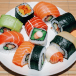 A dining experience enriched by the vibrant colors and exquisite flavors of a sushi platter.