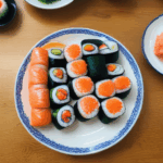 Innovative sushi roll designs with an array of bold colors.