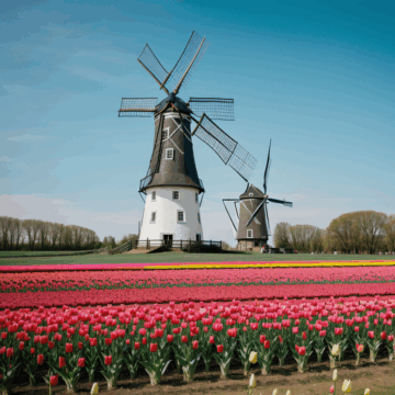 Discover the Charm of Windmills in Tulip Fields