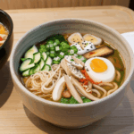 The ultimate ramen discovery with a steaming bowl, enticing with rich aromas and ingredients.
