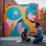 A stunning, vibrant wall art piece created by a skilled muralist, capturing the essence of street art culture.