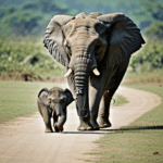 A journey of wild elephants showcasing family love and unity.