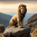 Wild lion posing on a rock, showcasing the essence of nature's royalty.