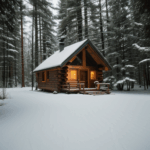 Winter cabin sanctuary offering a serene escape in nature's beauty.